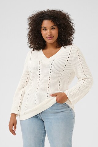 KAFFE CURVE Trui 'Lorry' in Wit: voorkant