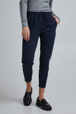 ICHI Slim fit Pleat-front trousers 'IHKATE PA' in Blue: front