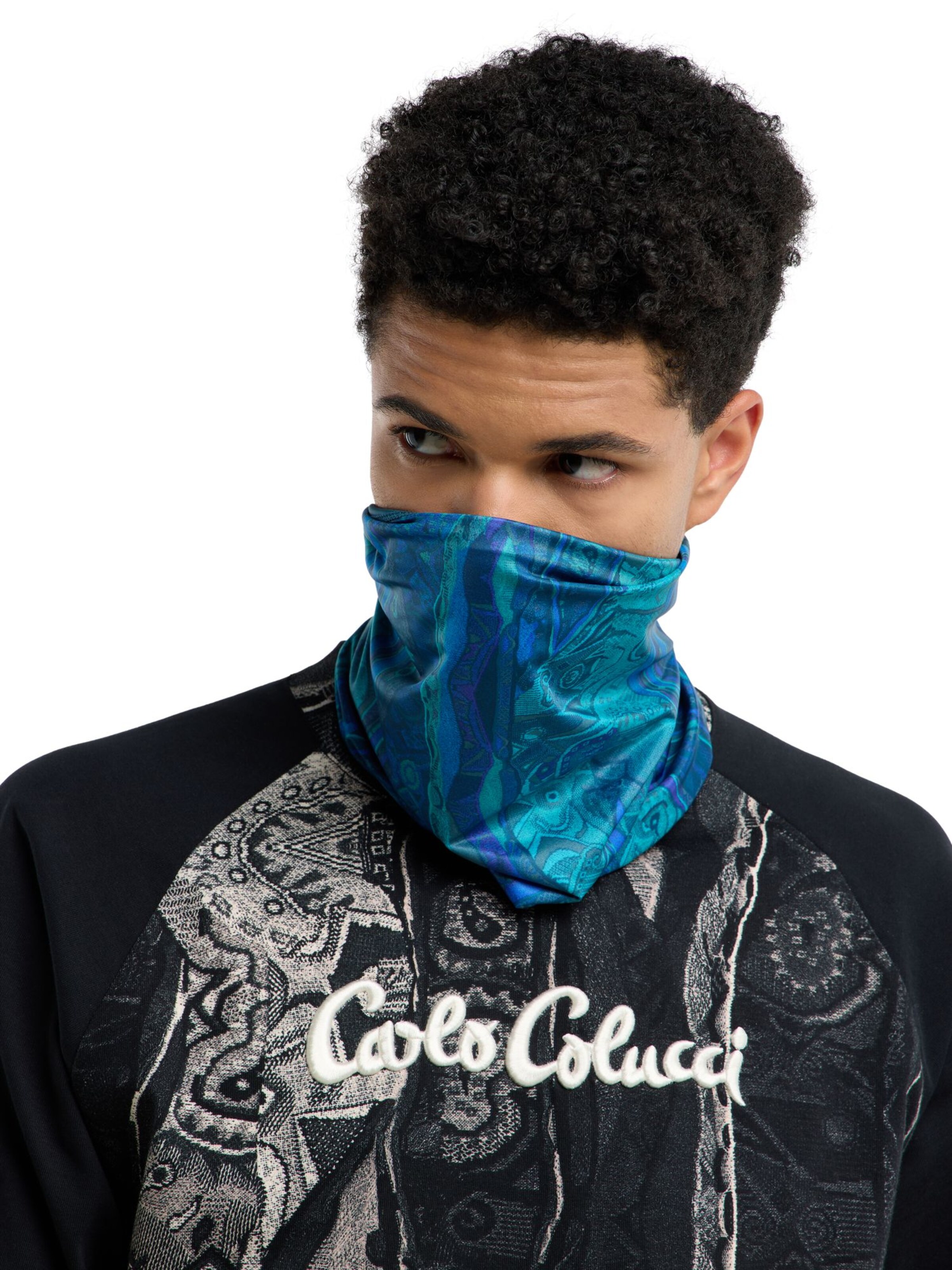 Carlo Colucci Loop scarf 'Fabbro' in Blue: front