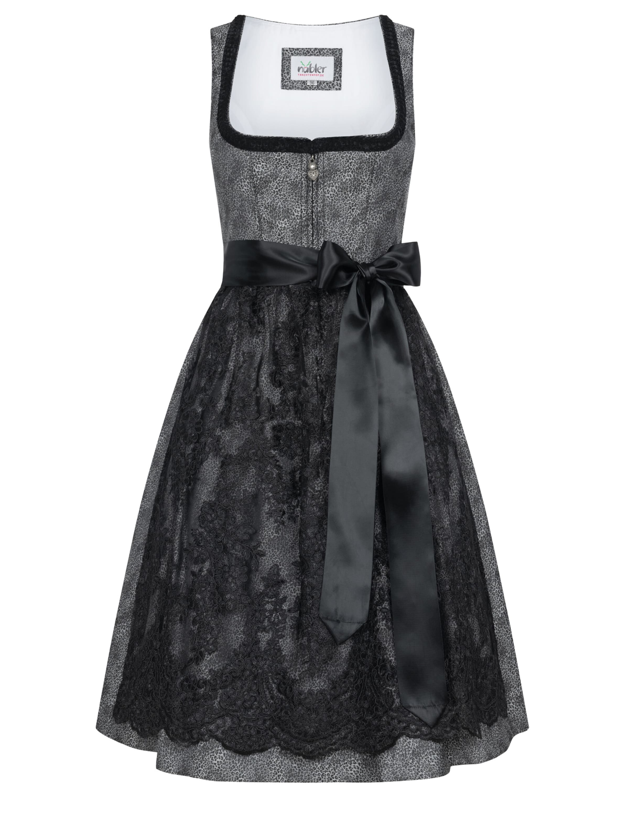 Trachtenhof Nübler Dirndl 'Midi Dirndl Leo' in Silber: Vorderseite