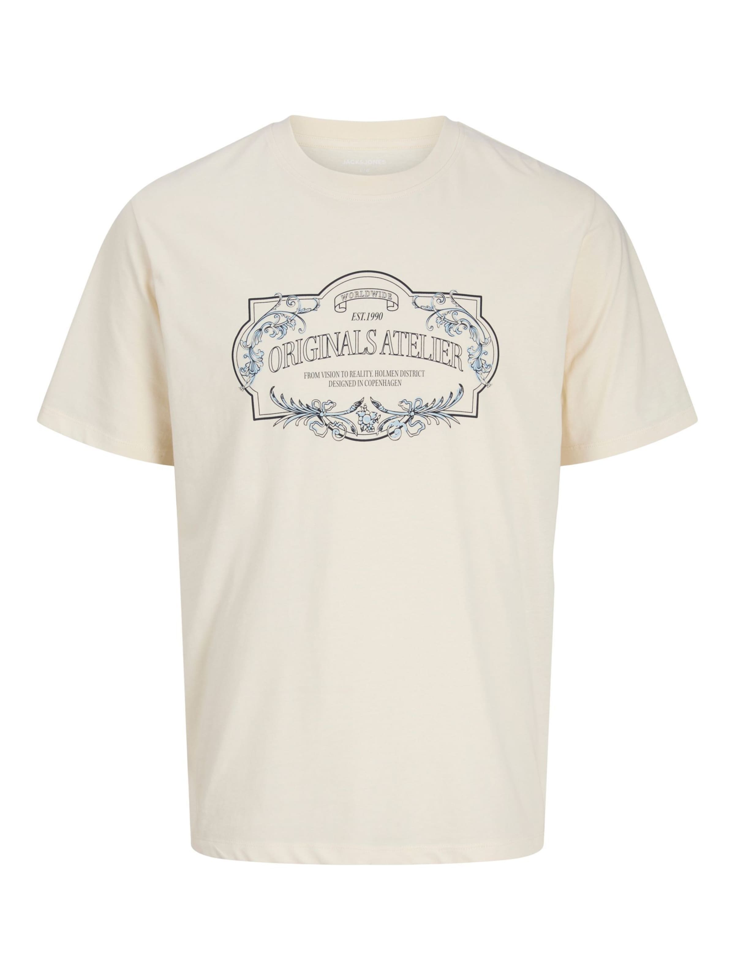 JACK & JONES T-Shirt en S en bleu clair / noir / blanc cassé, Vue avec produit