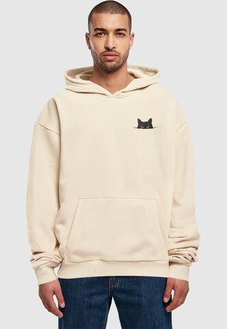 Merchcode Sweatshirt 'Halloween - Cat' in Beige: front