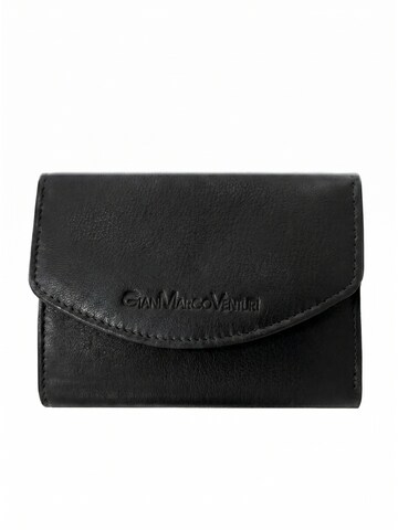 Portamonete 'Portafoglio donna vera pelle Gianmarco Venturi bottone zip' di GianMarco Venturi in nero: frontale