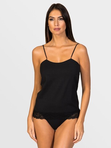 Maillot de corps 'Afrodita Cuff lace spaghetti top soy fiber' zd ZERO DEFECTS en noir : devant