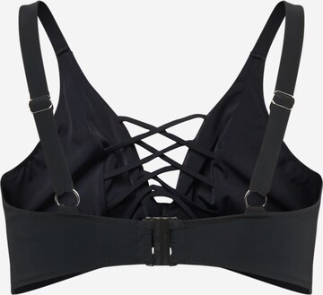 Swim by Zizzi T-Shirt Bikinitop 'Stris' in Schwarz