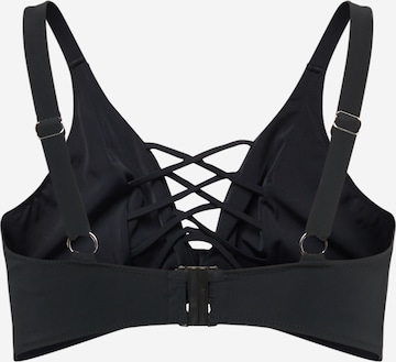 Swim by Zizzi T-shirt Bikini Top 'Stris' in Black