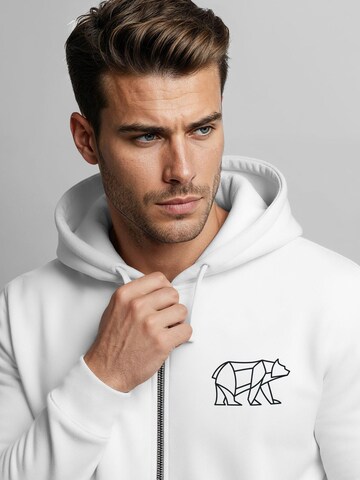 Neverless Sweatjacke 'Bär Lineart Polygon'‌ in Weiß
