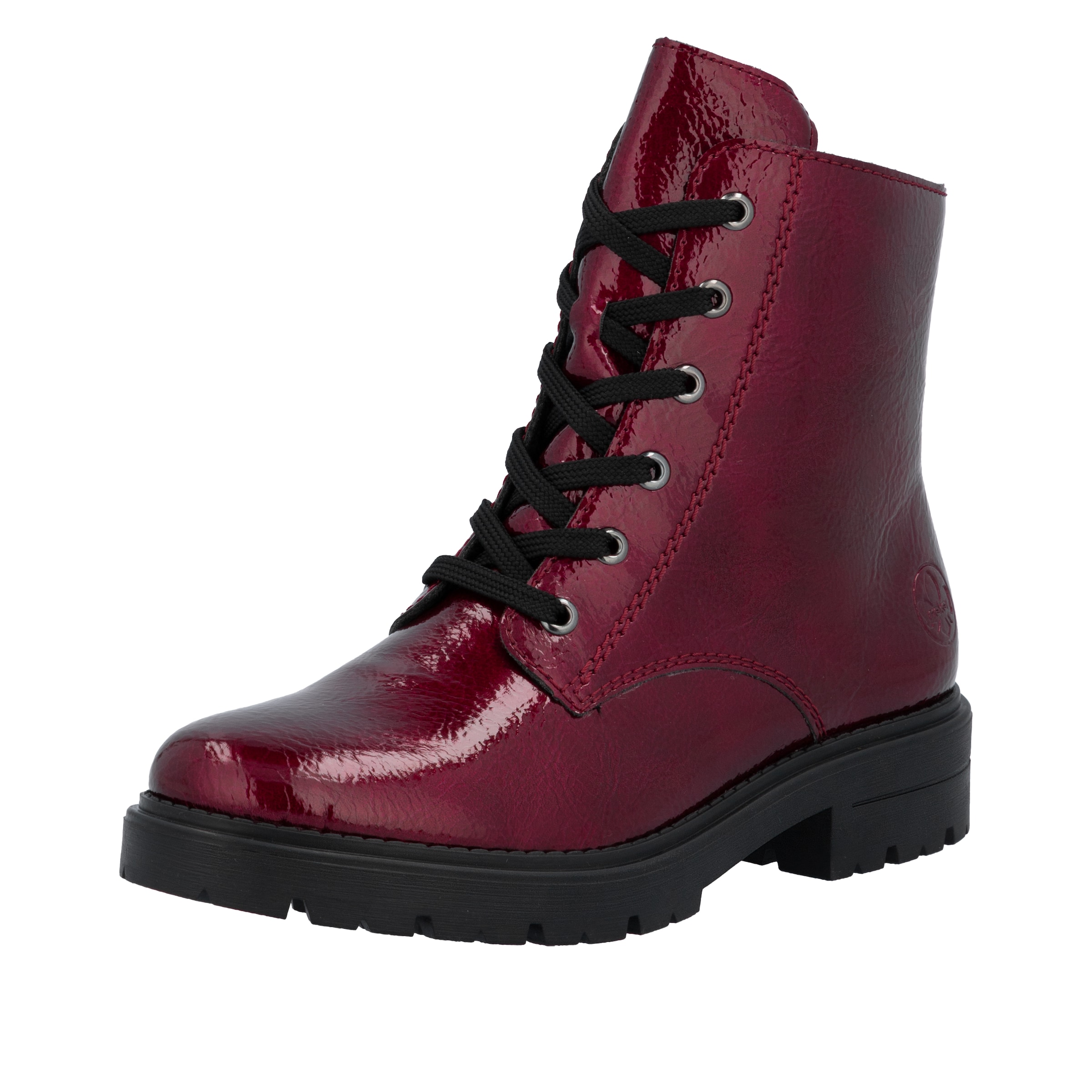 Rieker Lace-Up Ankle Boots in Red: front