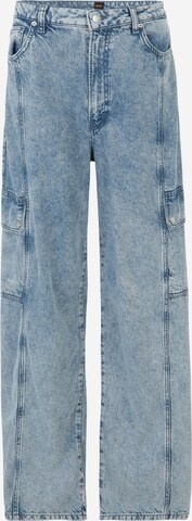 BOSS Wide leg Cargo Jeans in Blue: front