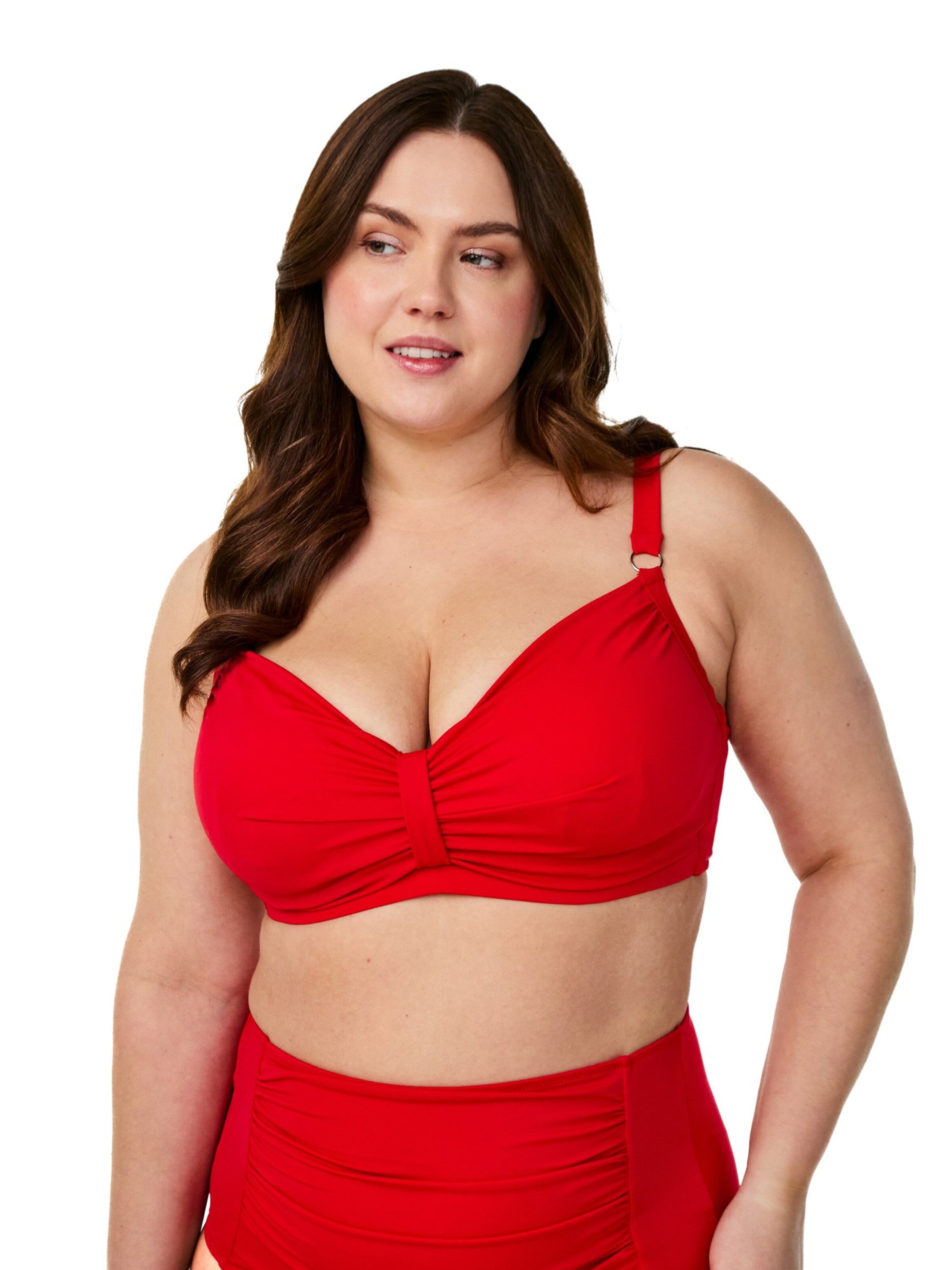 Swim by Zizzi T-shirt Bikini top in Red: front