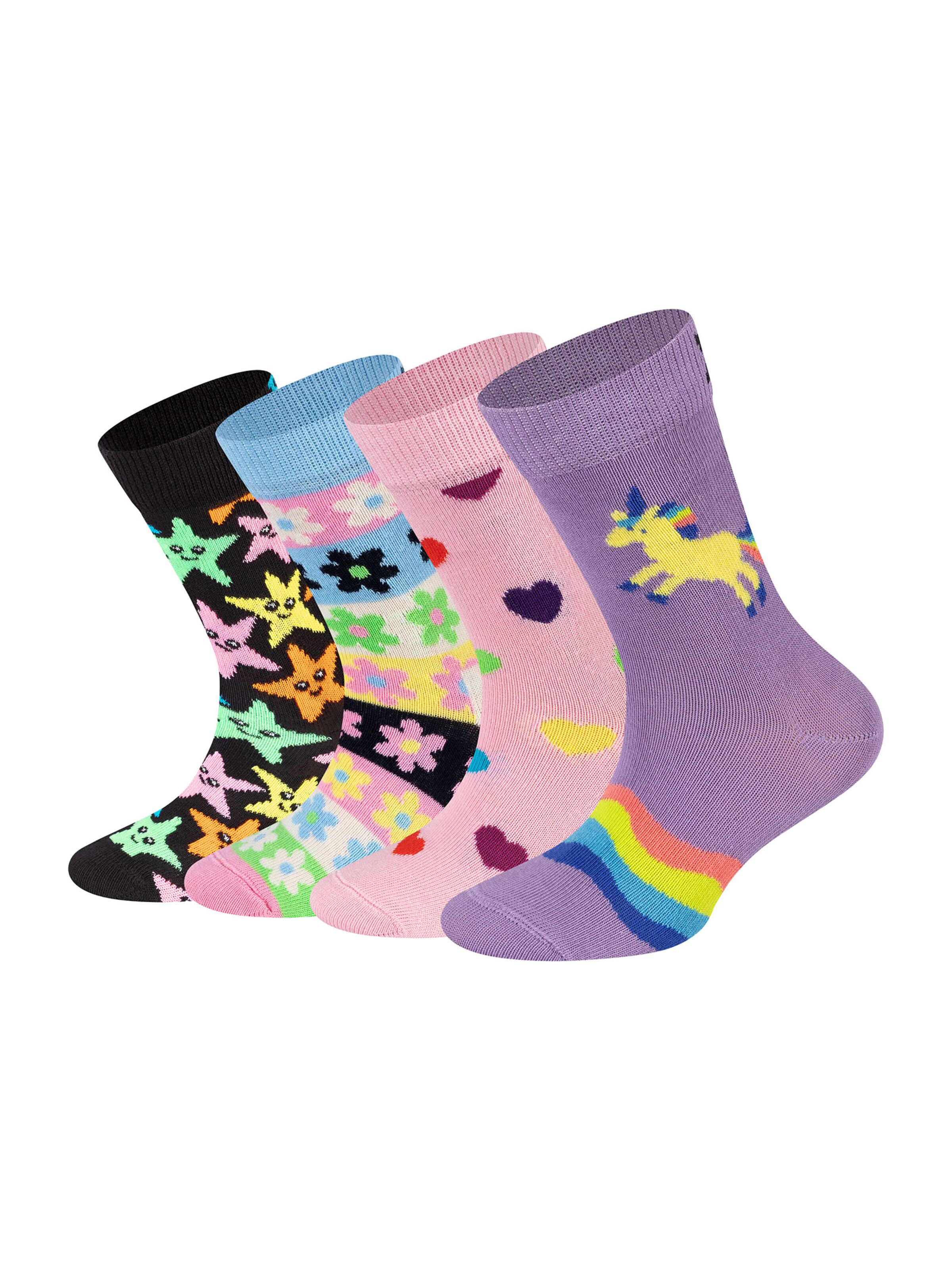 Happy Socks Sokken 'Kids Rainbow-Heart-Starfish-Flower Socks' in Gemengde kleuren: voorkant