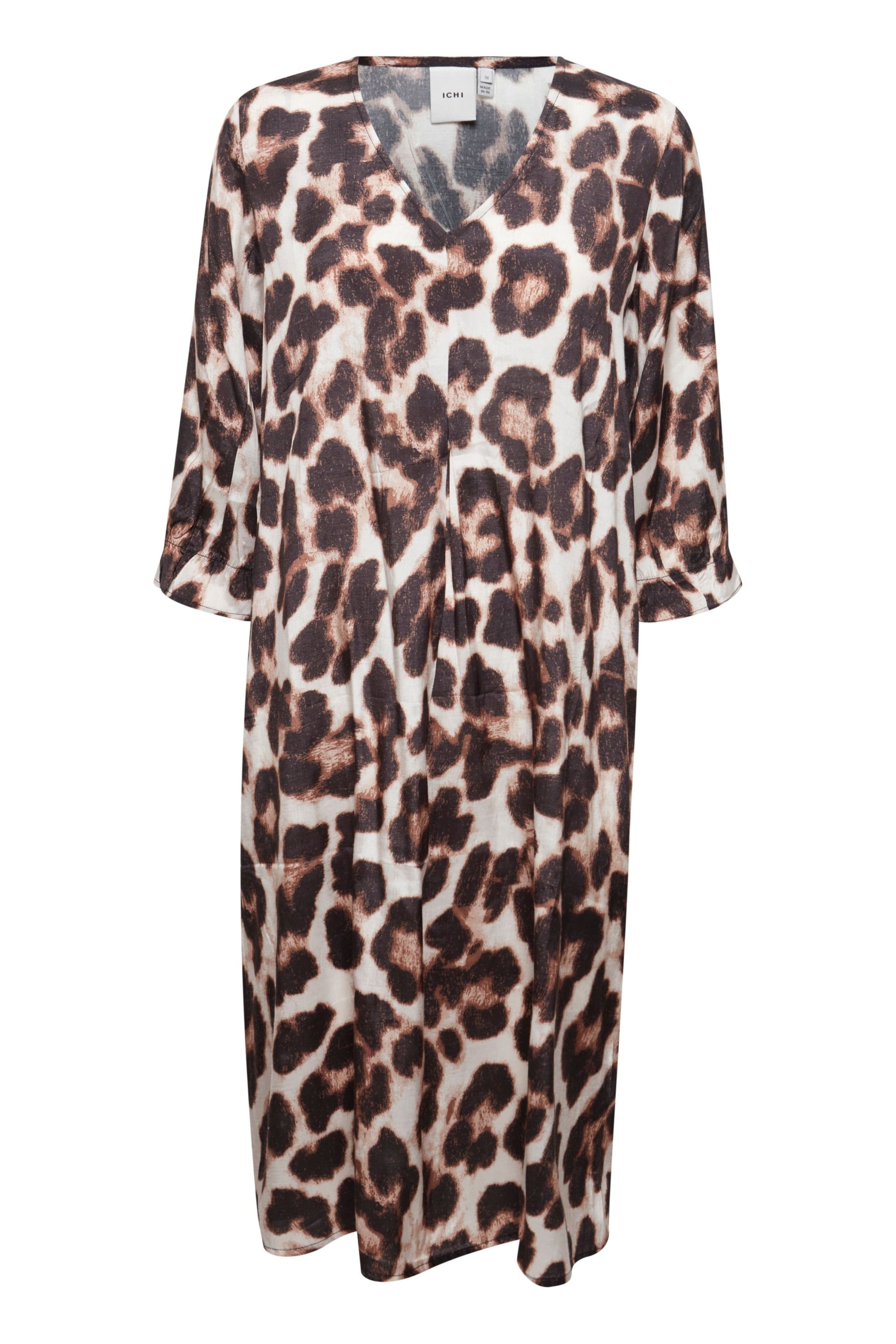 ICHI Kleid in braun / weiß, Produktansicht