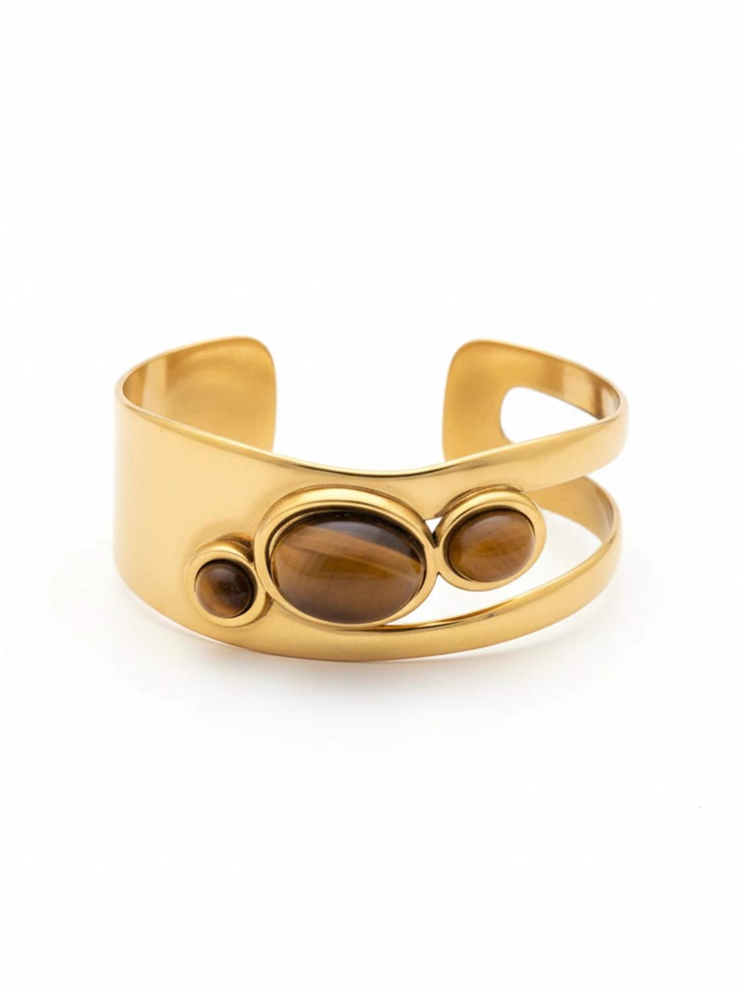 Bracelet 'Sole di Pietra' ETNÉE en or : devant
