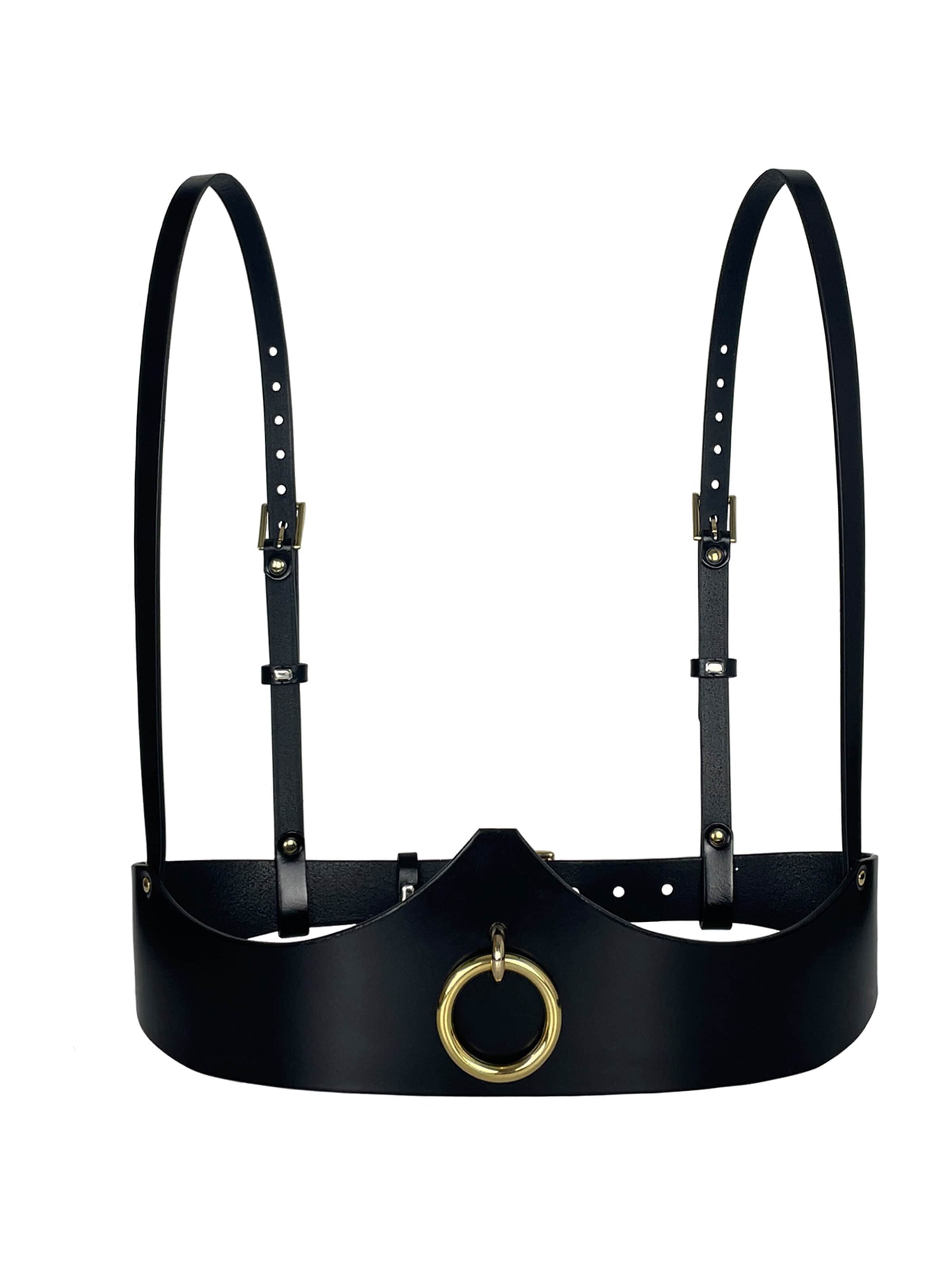 Haute Cuir Belt 'Ringed Venus Underbust Harness' in Black: front