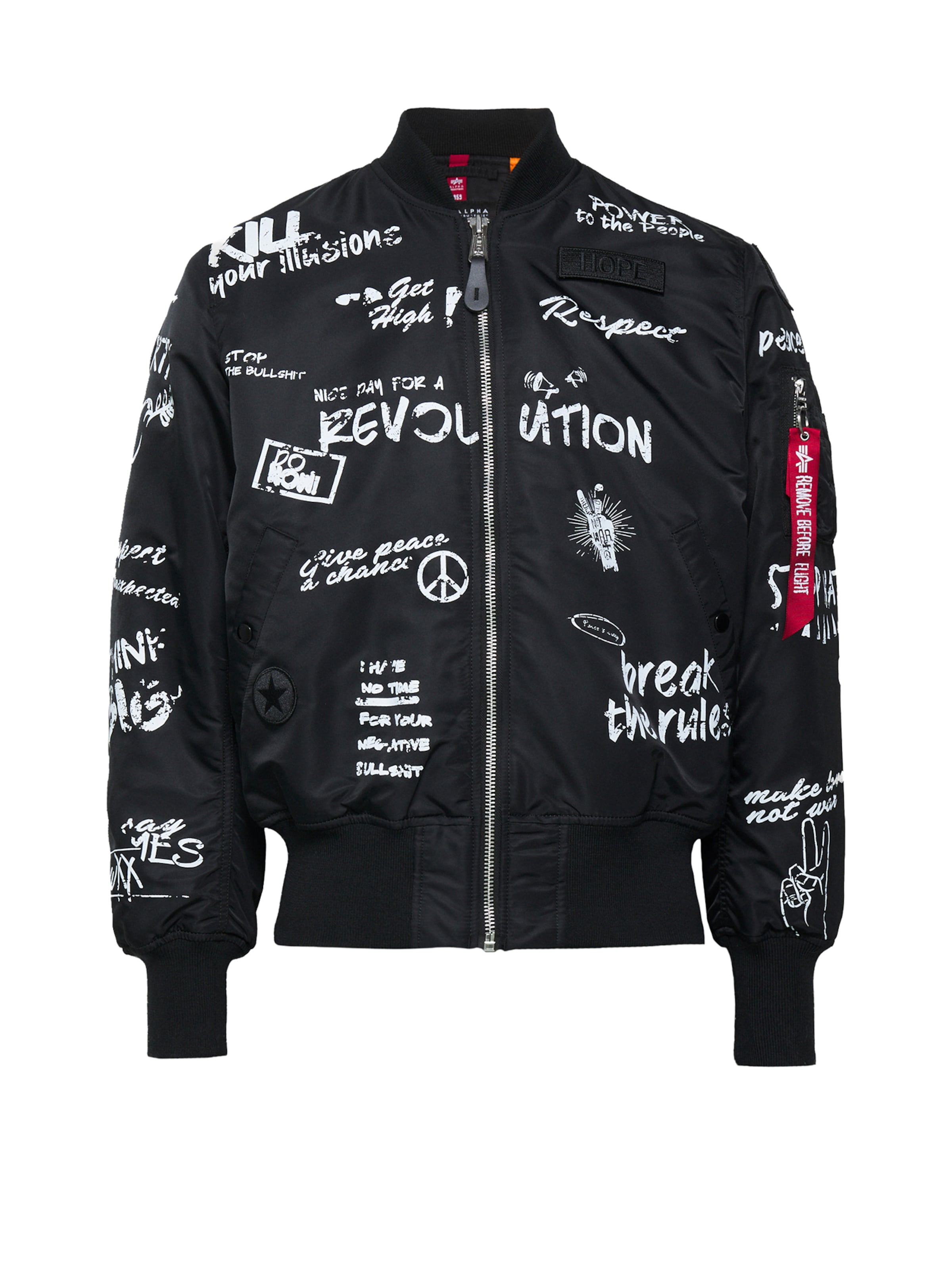 ALPHA INDUSTRIES Overgangsjakke 'MA-1 Peace' i sort: forside