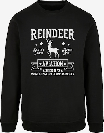 Sweat-shirt 'Reindeer Aviation Retro Christmas Sign' F4NT4STIC en noir : devant