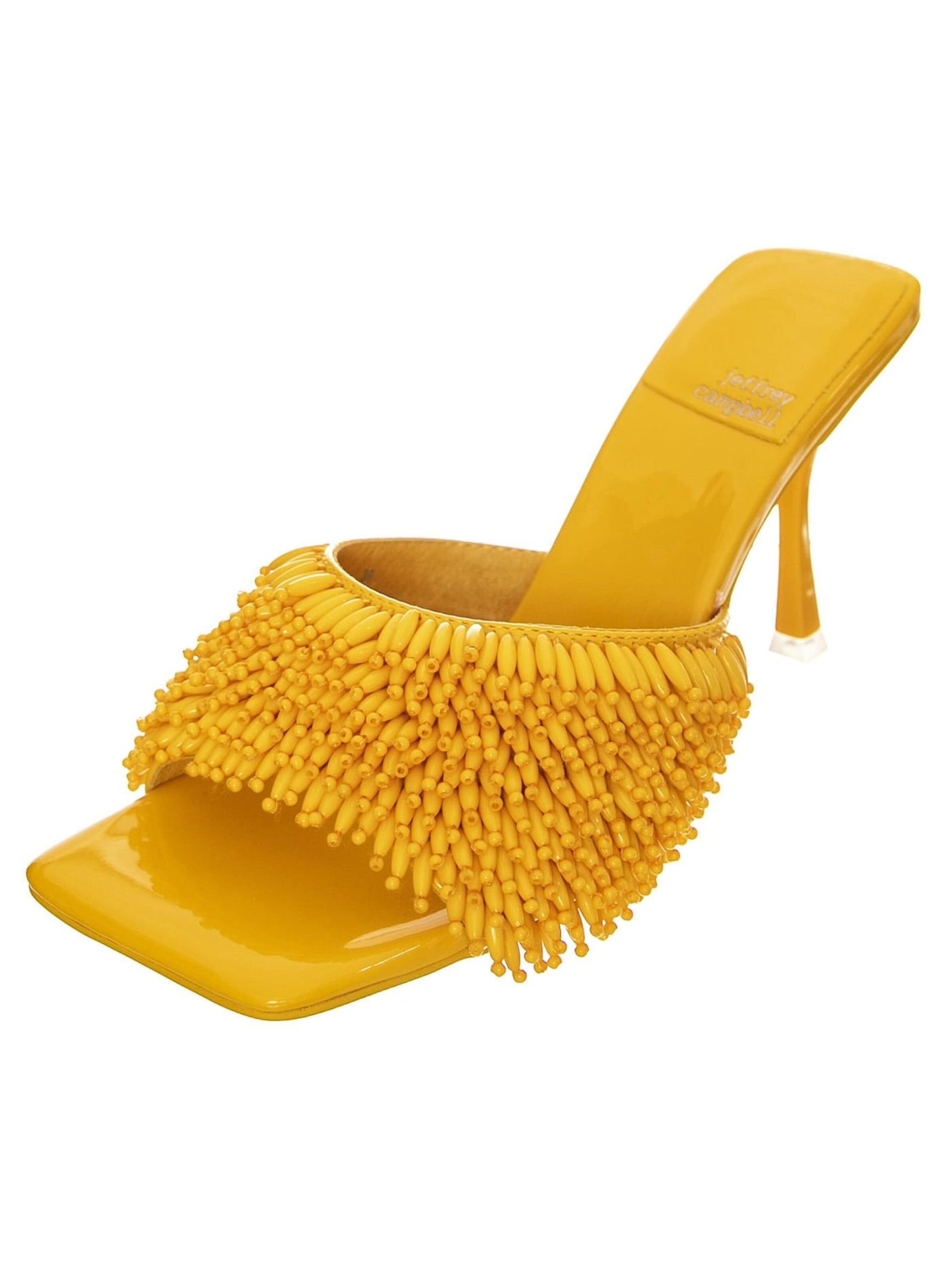 Jeffrey Campbell Sandaal 'W' Beaded-Me Yellow Patent Pu+Beads Sandals' in Oranje: voorkant