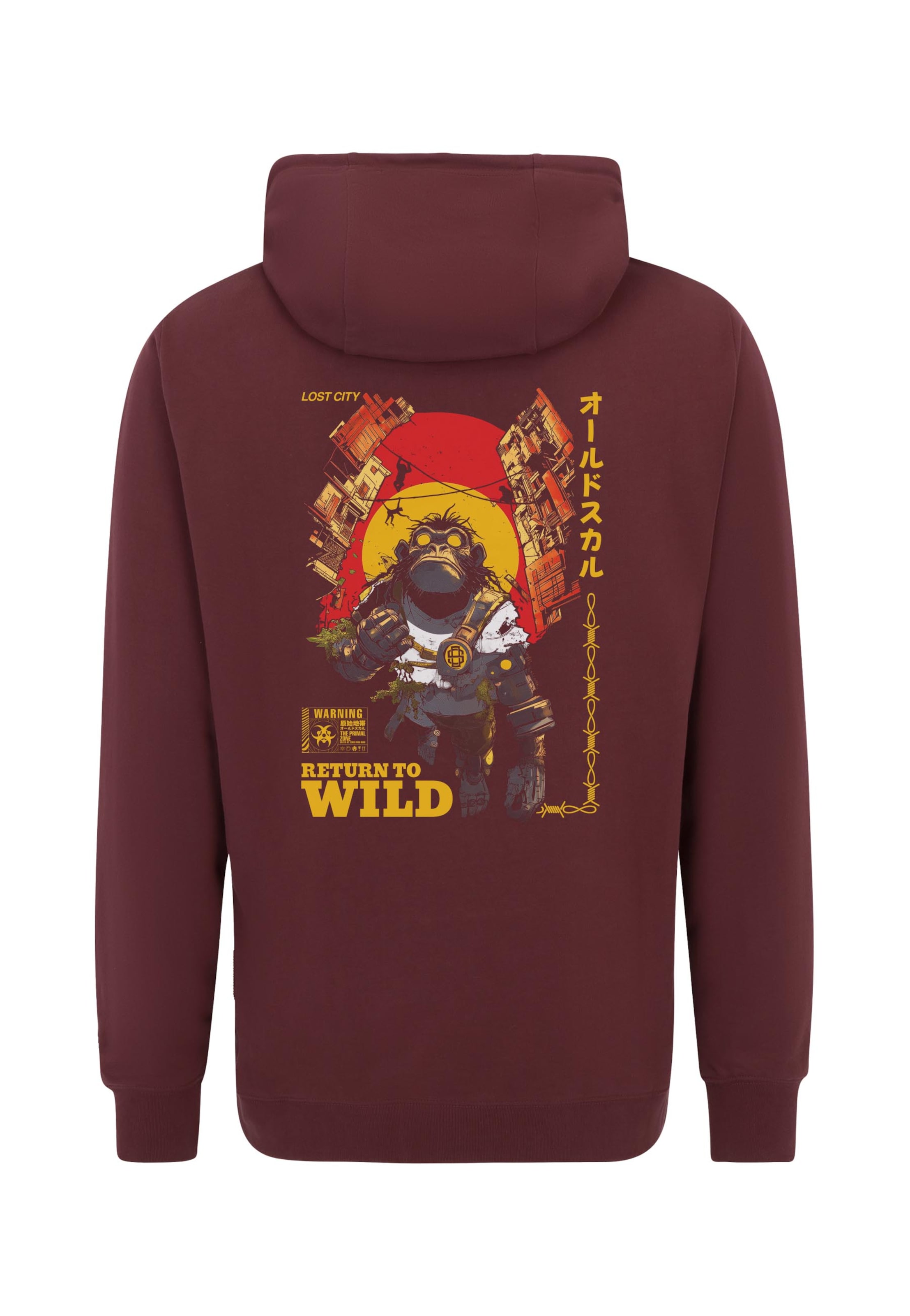 Oldskull Kapuzensweater 'Wrldvibe Return to Wild Graphic' in Rot: Vorderseite