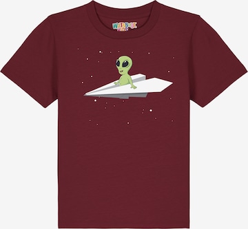 watabout.kids Shirt 'Alien On A Paper Plane' in Red: front