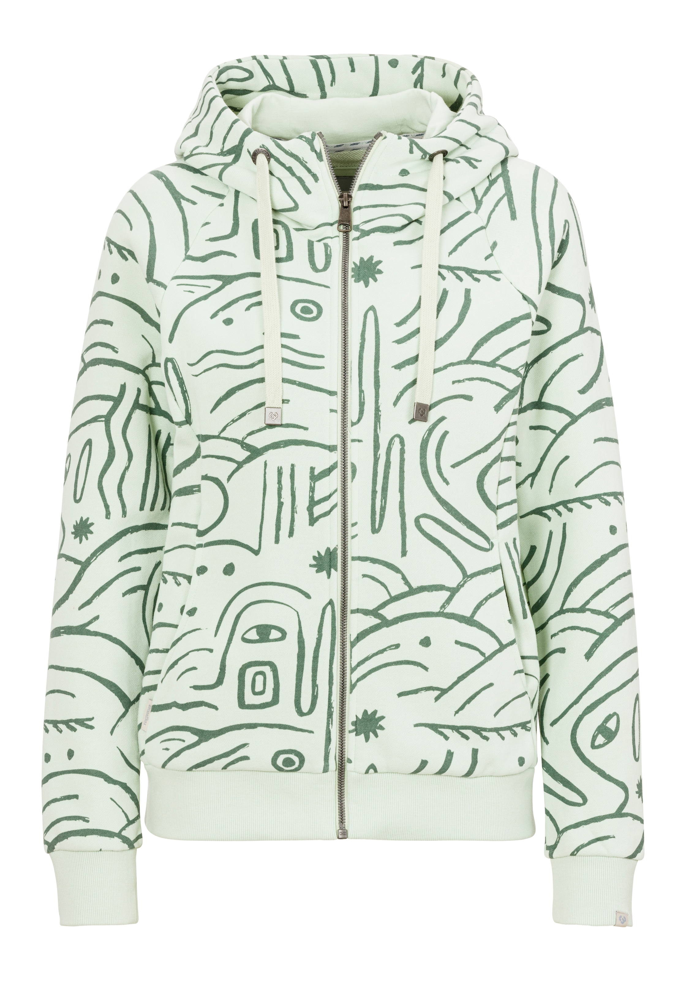 Ragwear Zip-Up Hoodie in Green: front