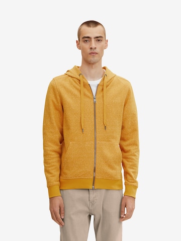 TOM TAILOR Zip-Up Hoodie in Yellow: front