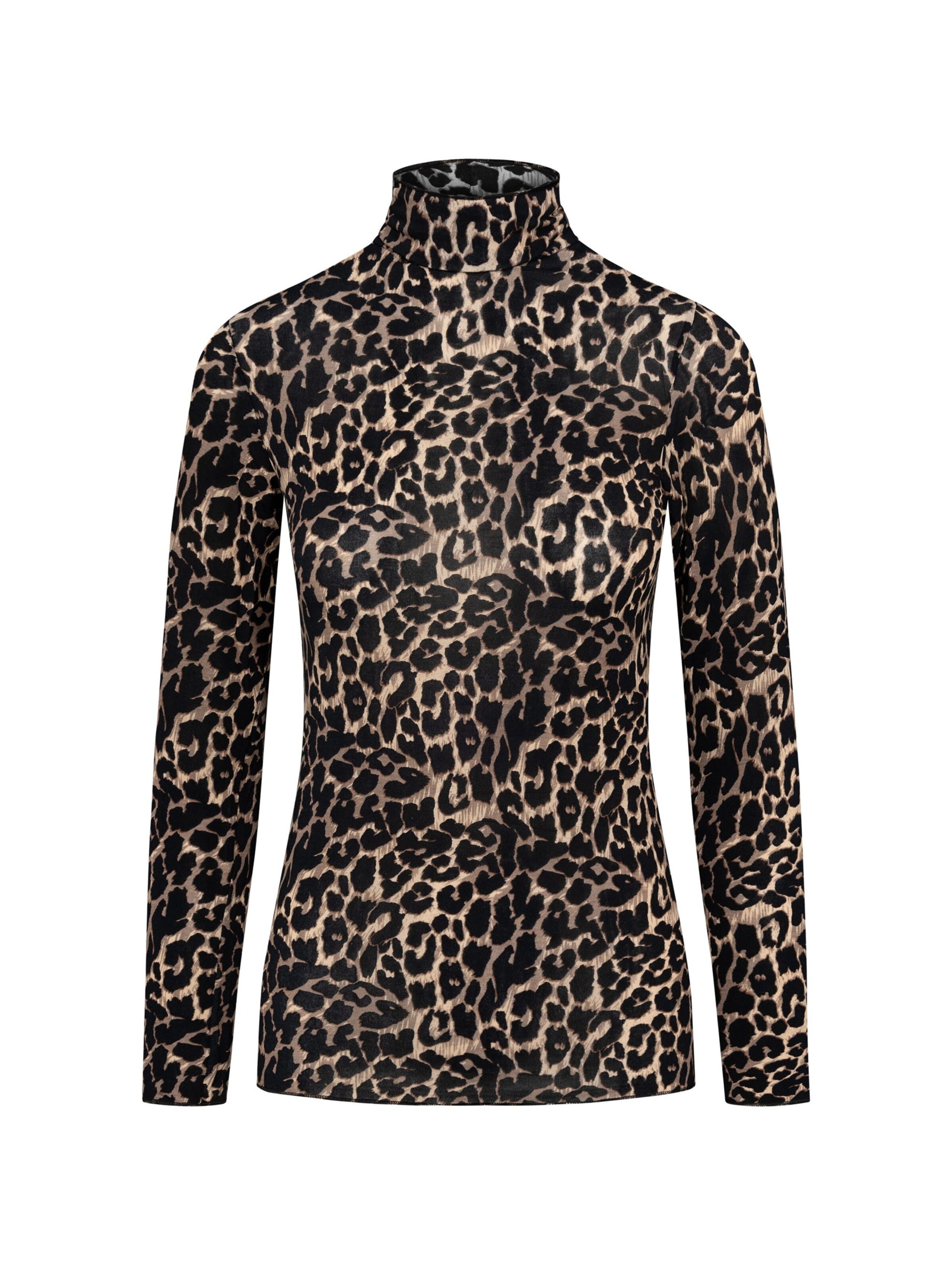 Maillot de corps 'Dolcevita Lungo Cashmere Modal Fantasia Animalier Beige' Ciocca en noir : devant