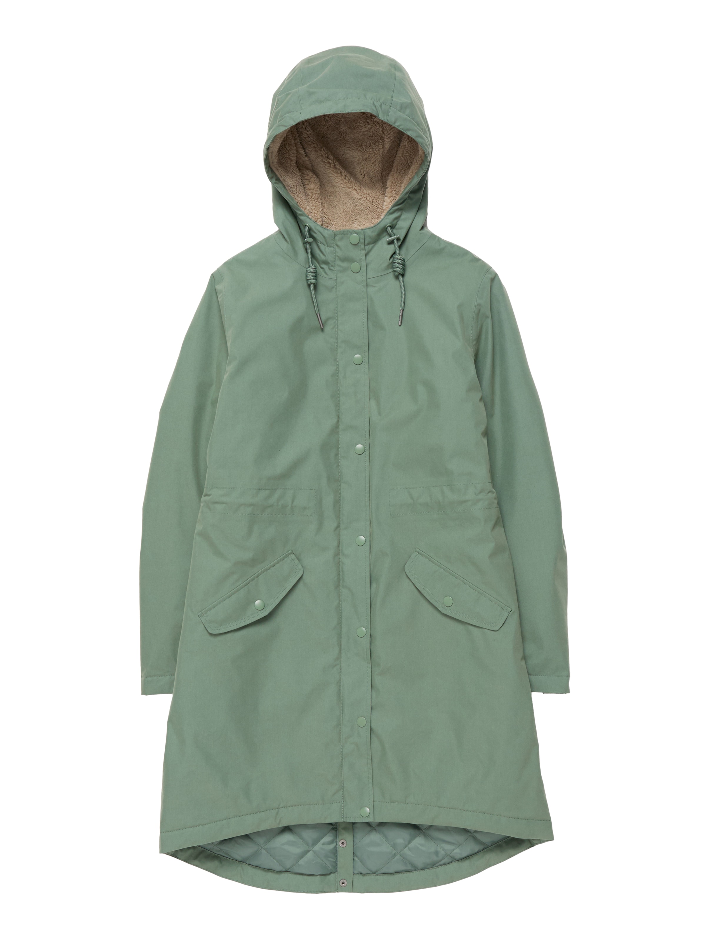 Seasalt Cornwall Wintermantel 'Plant Hunter' in Groen: voorkant