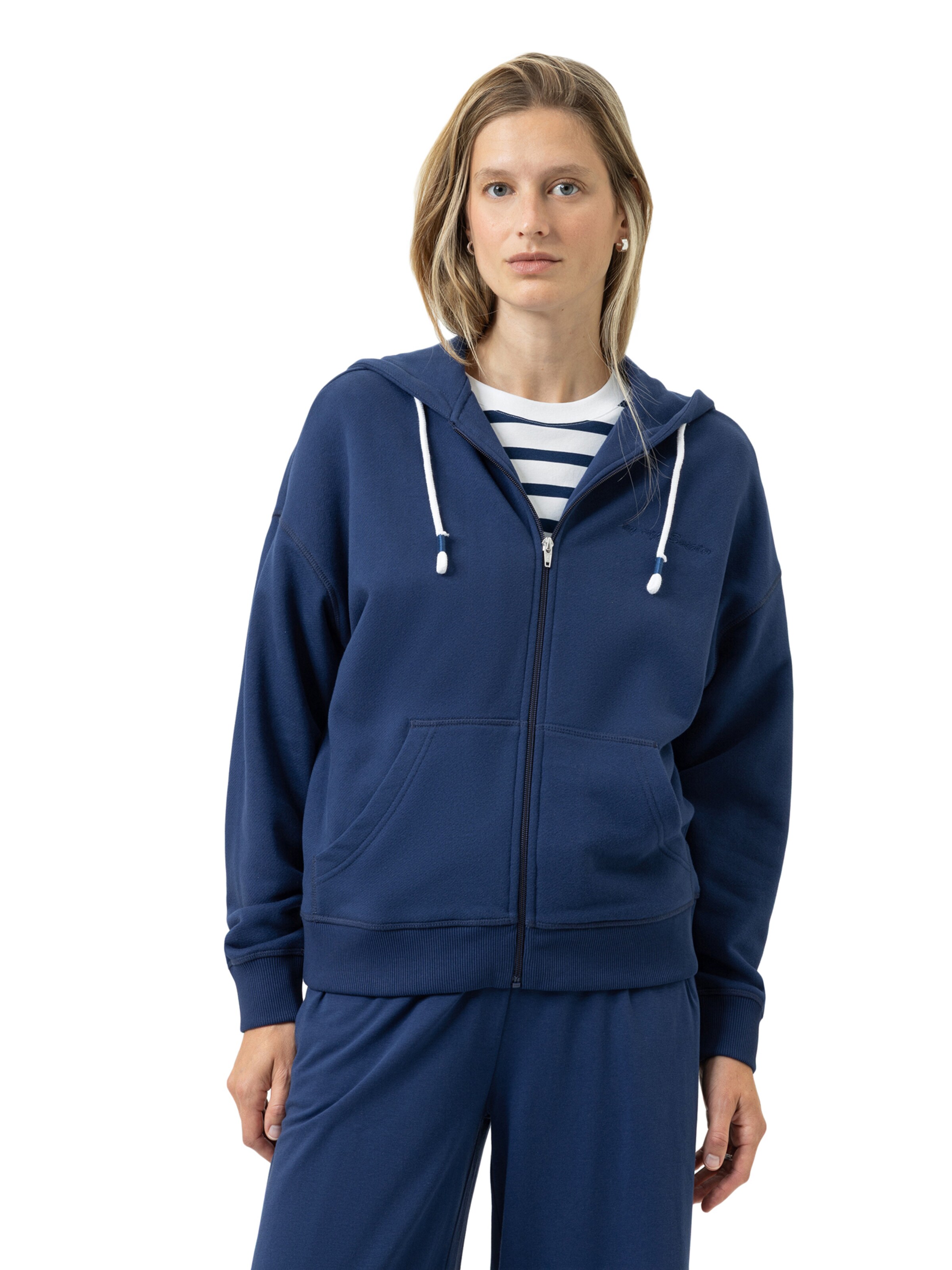 Mey Sweatjacke 'Mellow Cotton' in Blau: Vorderseite