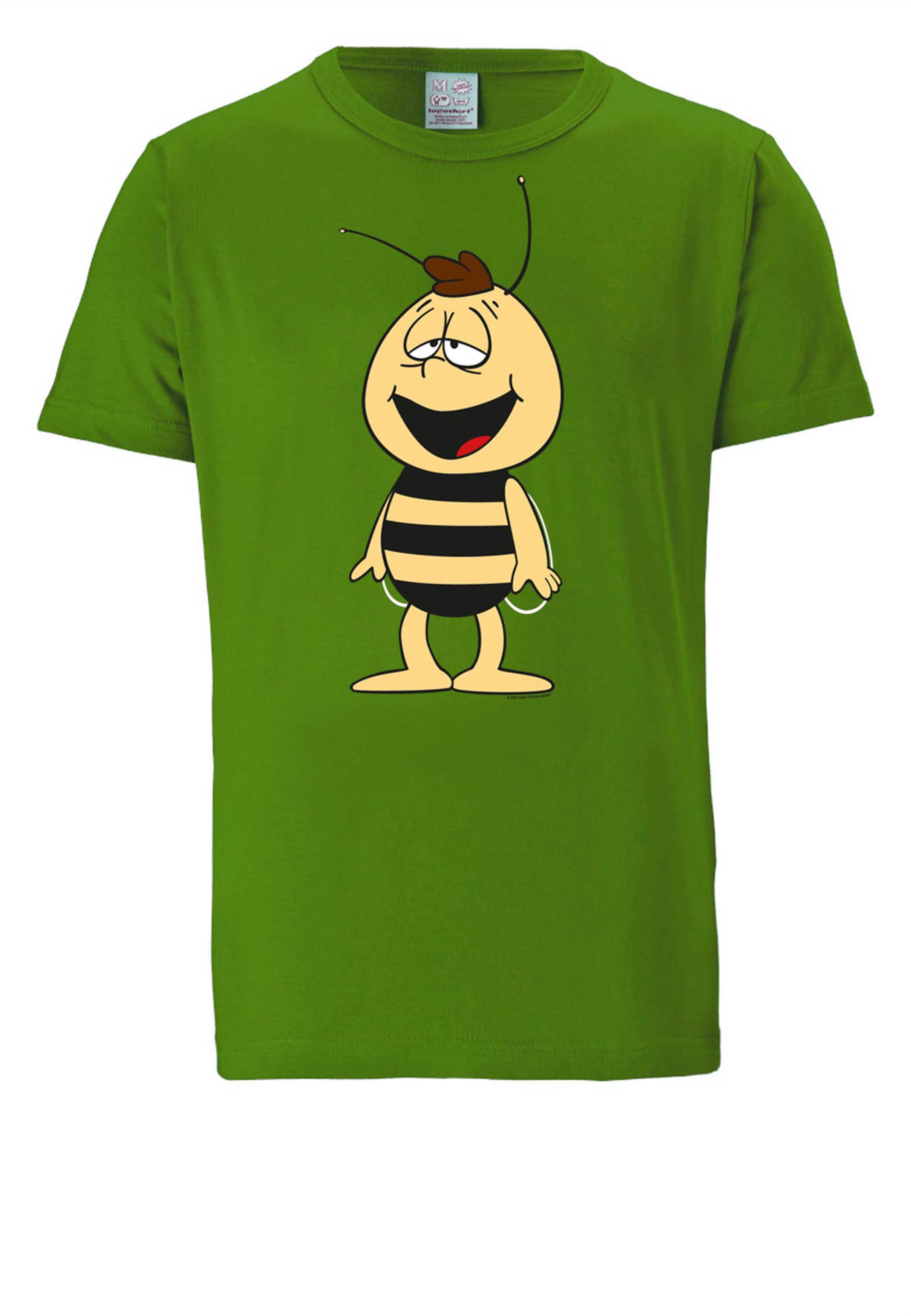 LOGOSHIRT Shirt 'Die Biene Maja - Willi' in Green: front