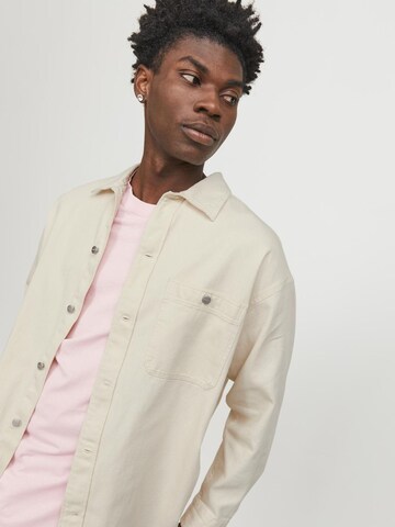 JACK & JONES Comfort fit Button Up Shirt in Beige