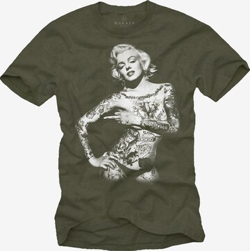 MAKAYA Shirt 'Marilyn Tattoo' in Green: front