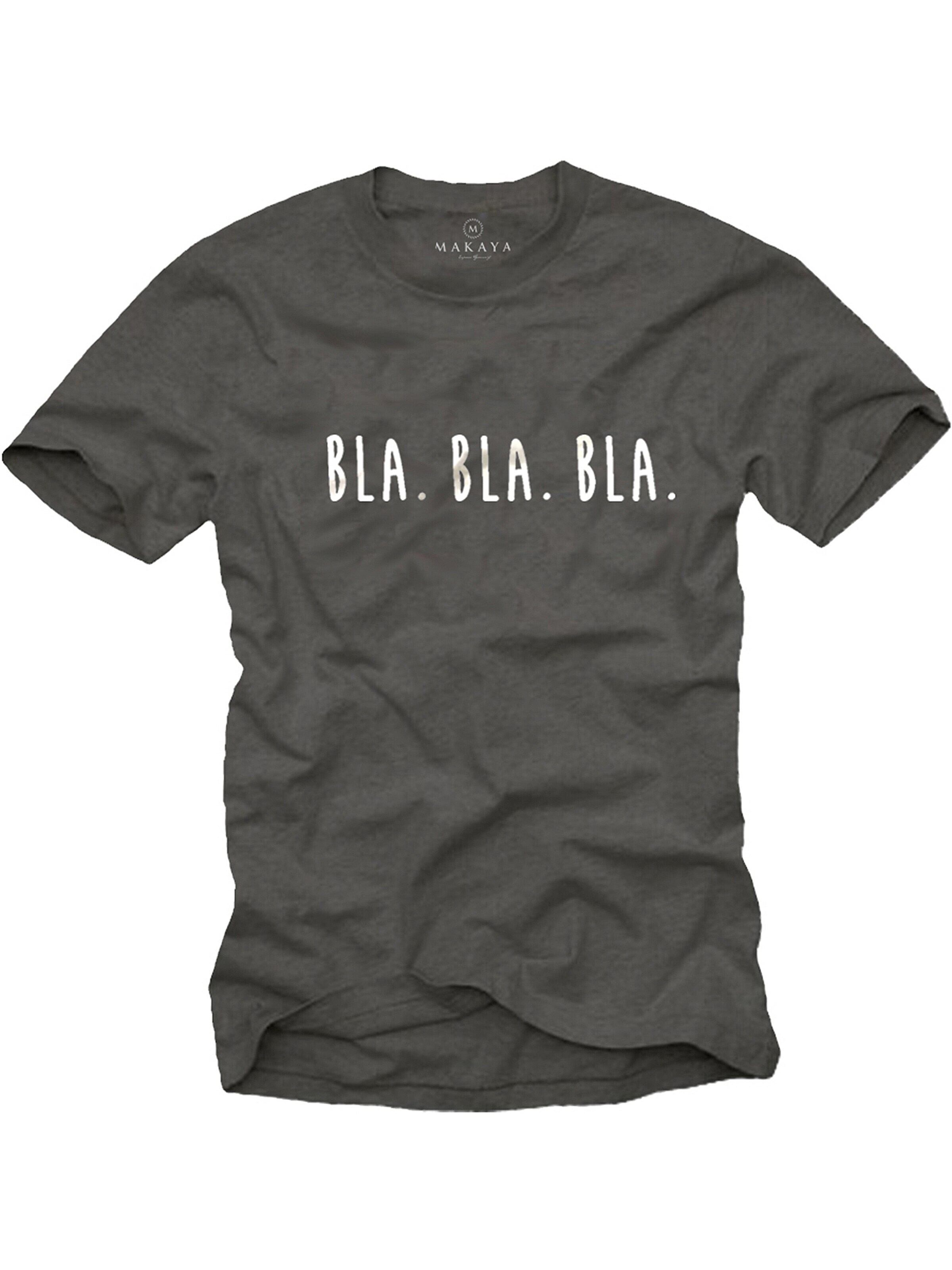 MAKAYA Shirt 'Bla Bla Bla' in Grey: front