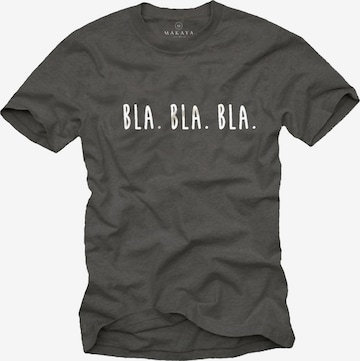MAKAYA Shirt 'Bla Bla Bla' in Grey: front