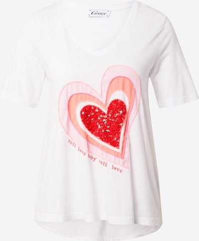 Grace T-Shirt in pfirsich / pastellpink / rot / weiß, Produktansicht
