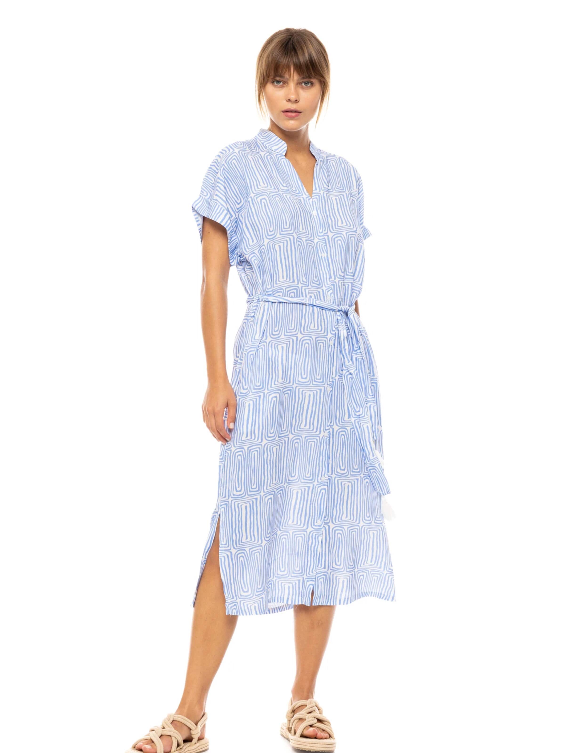 Pink Label Sommerkleid 'BEACHWEAR MIDI ICE BLUE GEO'‌‌‌‌‌‌‌‌ in Blau