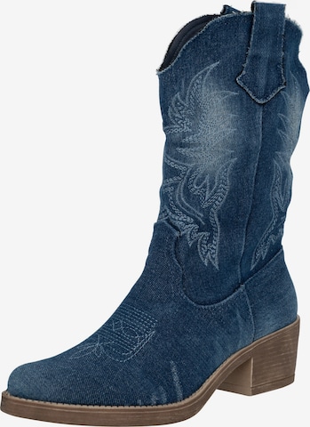 Salinyang Cowboy Boots in Blue: front