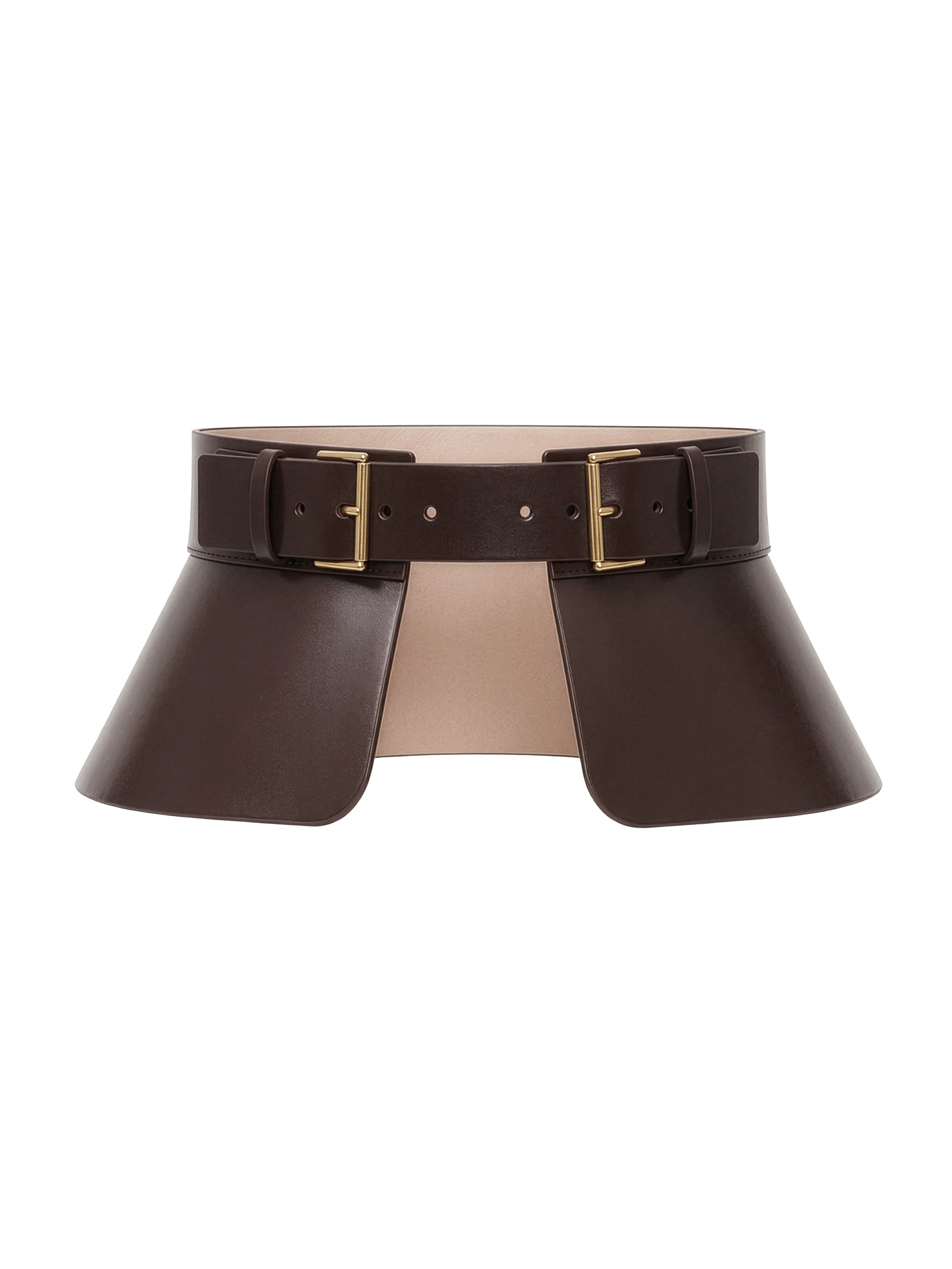 Haute Cuir Belt 'Peplum Corset Belt' in Brown: front