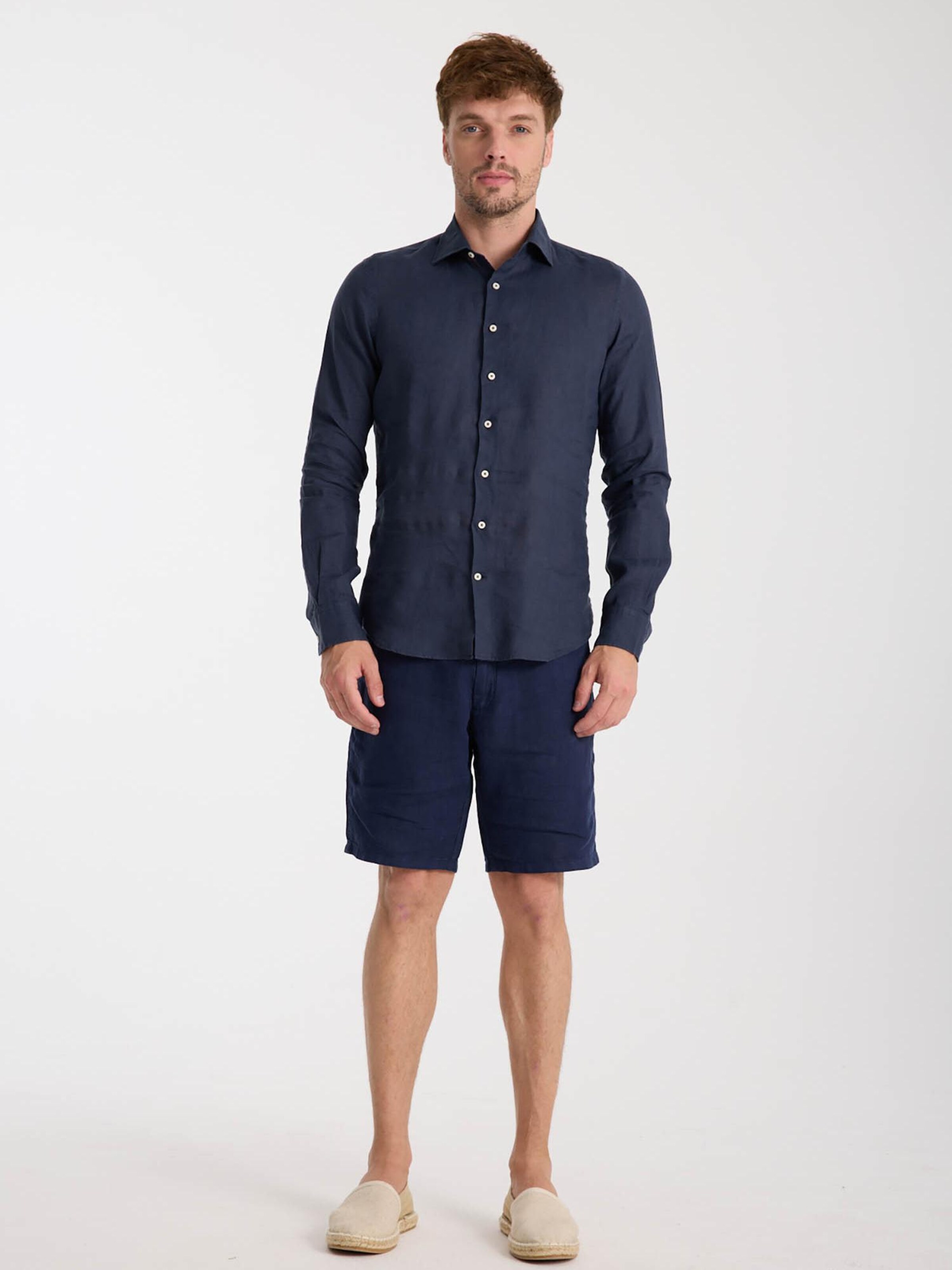 Slim fit Camicia business 'Leonardo Linen Man Shirt' di 7Camicie in blu