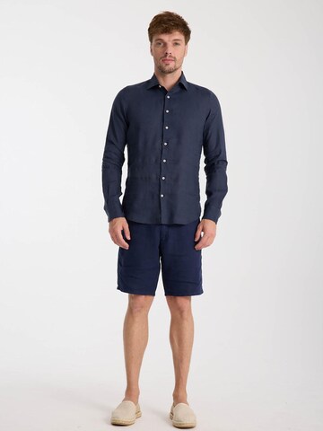 Slim fit Camicia business 'Leonardo Linen Man Shirt Pink' di 7Camicie in blu