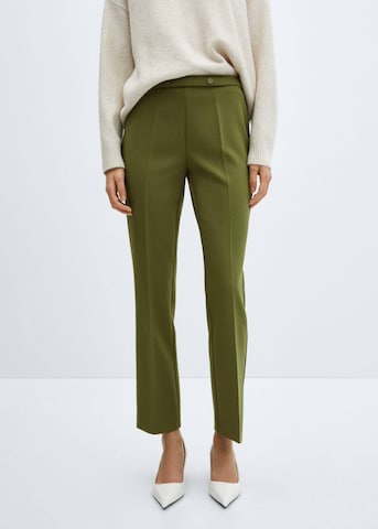 Regular Pantalon à plis 'Creta' MANGO en vert : devant
