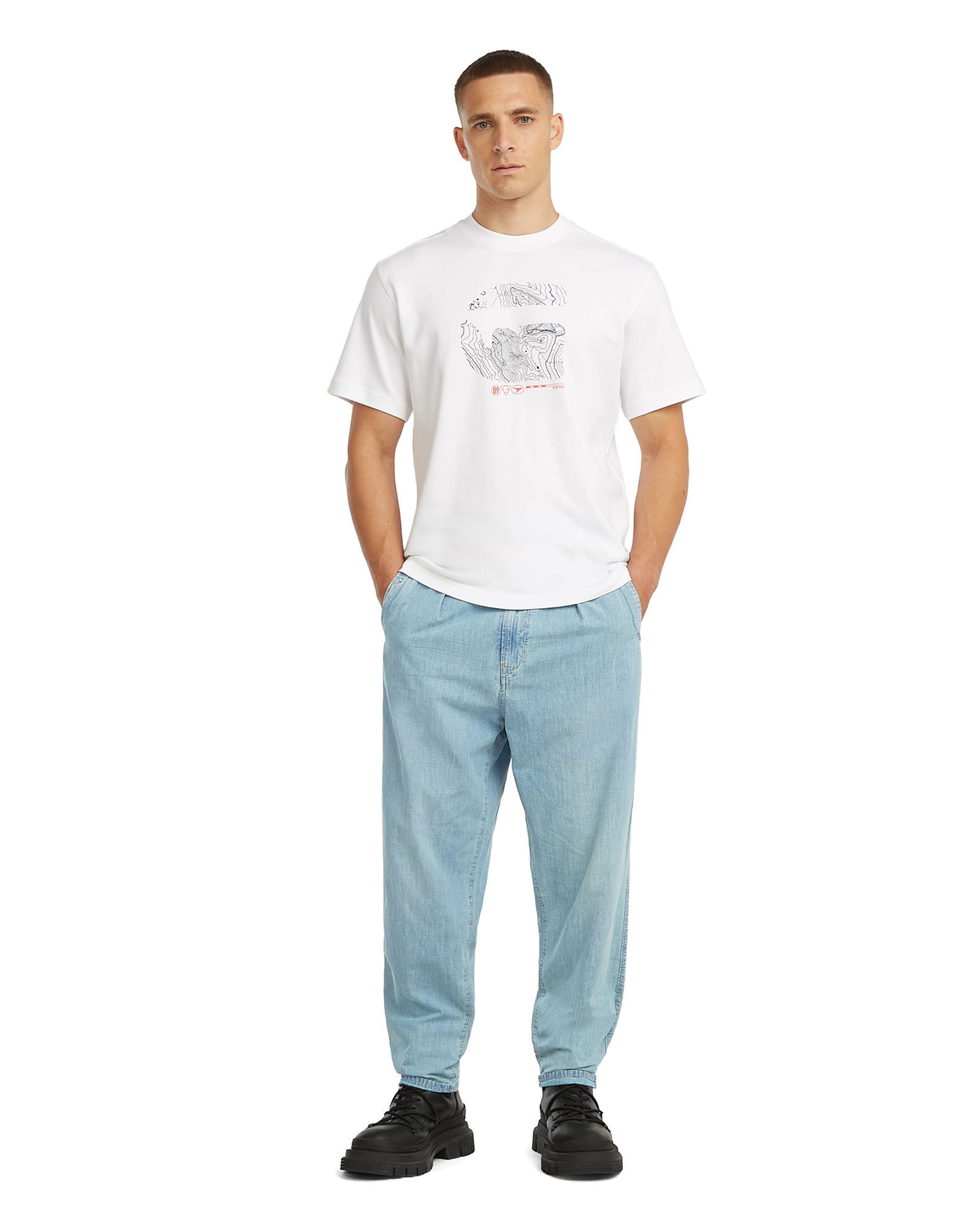 G-STAR Tapered Chino 'Pleated Chino Denim' in Blauw