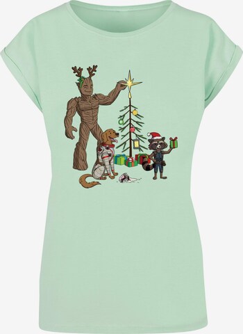 ABSOLUTE CULT Shirt 'Guardians Of The Galaxy - Holiday Festive Group' in Green: front