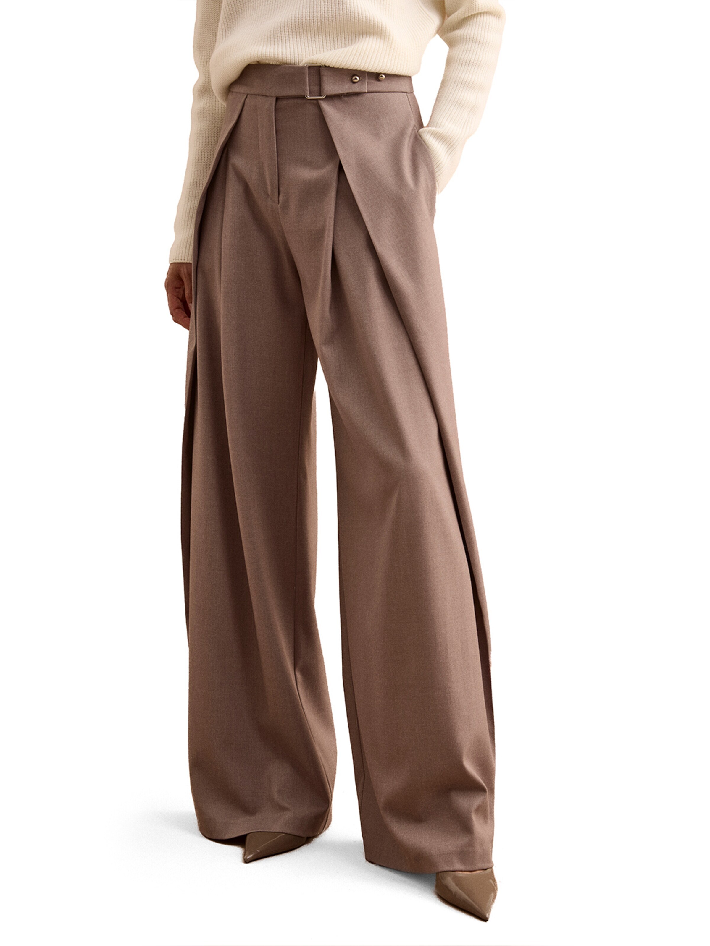 Il Lanificio - Pierna ancha Pantalón en beige