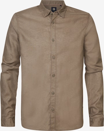 Petrol Industries Button Up Shirt in Brown: front