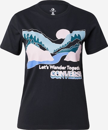 CONVERSE Shirt 'OUTDOOR ART' in Zwart: voorkant