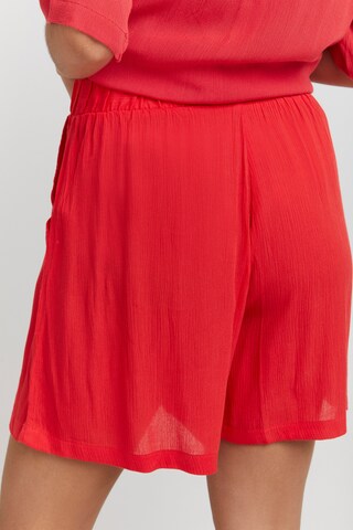 ICHI Wide leg Broek 'MARRAKECH' in Rood