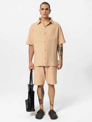 VAMOS CLO Comfort fit Button Up Shirt 'Moselle' in Beige