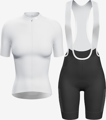 Survêtement 'Wulibike Damen Fahrrad-Outfit Weißes Top & Schwarze Bib' WULIBIKE en blanc : devant