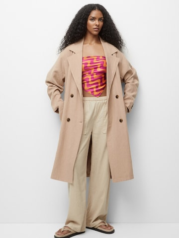 Pull&Bear Between-Seasons Coat in Beige: front