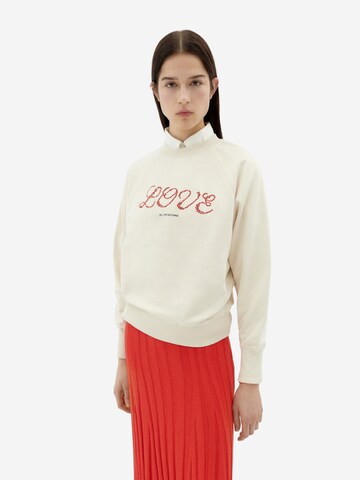 Felpa ' LOVE HEART ' di Thinking MU in bianco: frontale